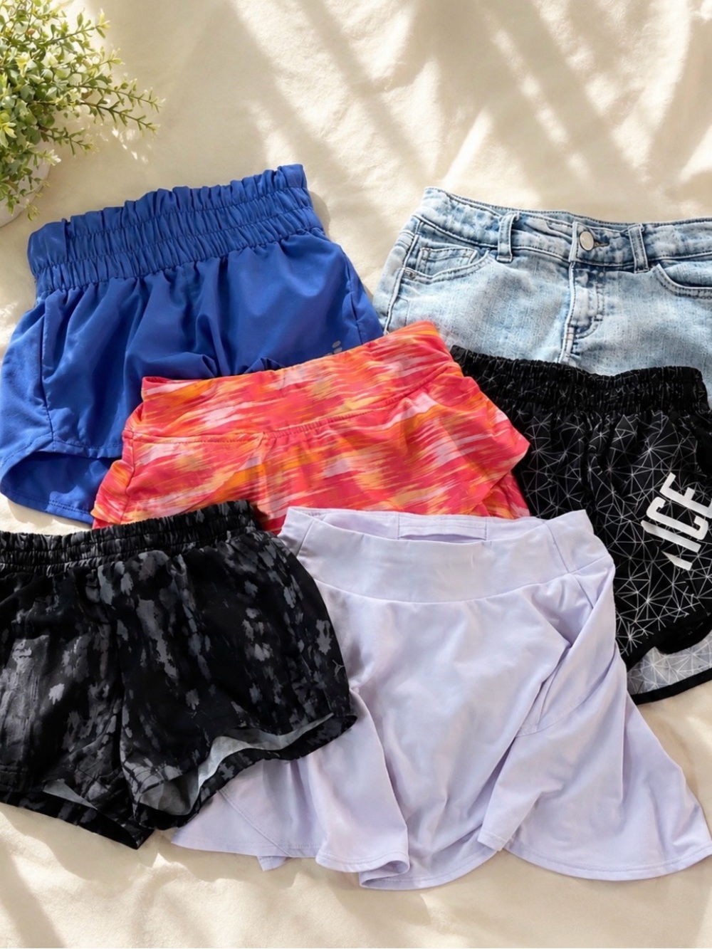 Kids Active Pull-On Shorts Pack — Blue, Pink-Orange, Black, Lilac, Denim
